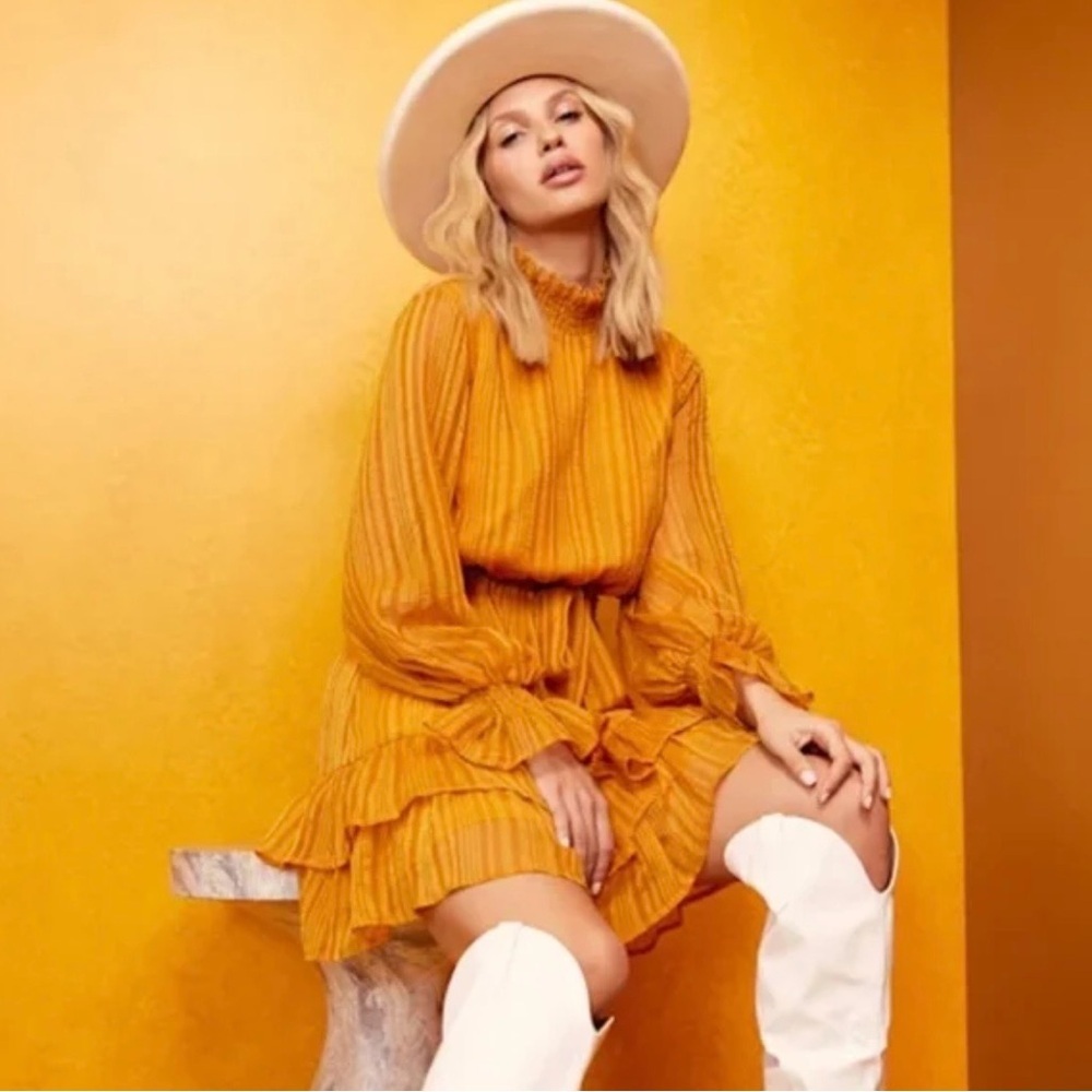 Lulu's Sweetest Memories Marigold Yellow Ruffled Long Sleeve Dress